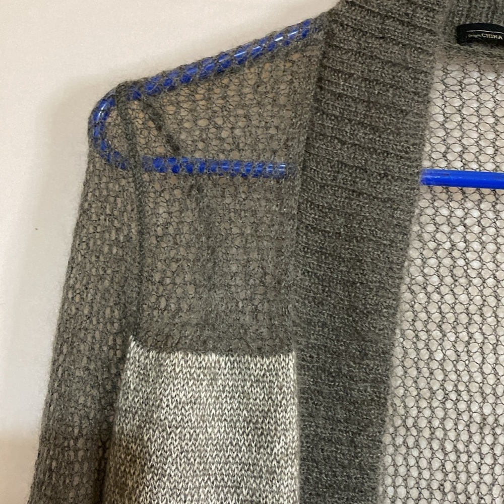 All Saints Two-Tone Grey Open Knit Cardigan sz 0 - Picture 4 of 10